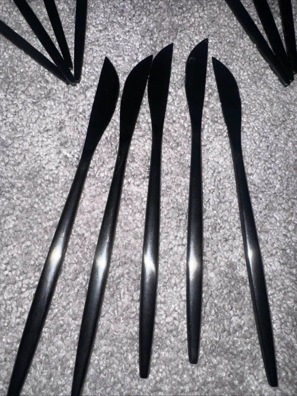 Odin Black 7 1/8 Brushed Stainless Steel Extra Heavy Weight Forged Knifes Spoons